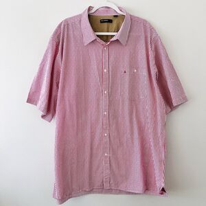 Ted Lapidus Red & White Stripe Street Couture Button Down Dress Shirt Mens 4XL